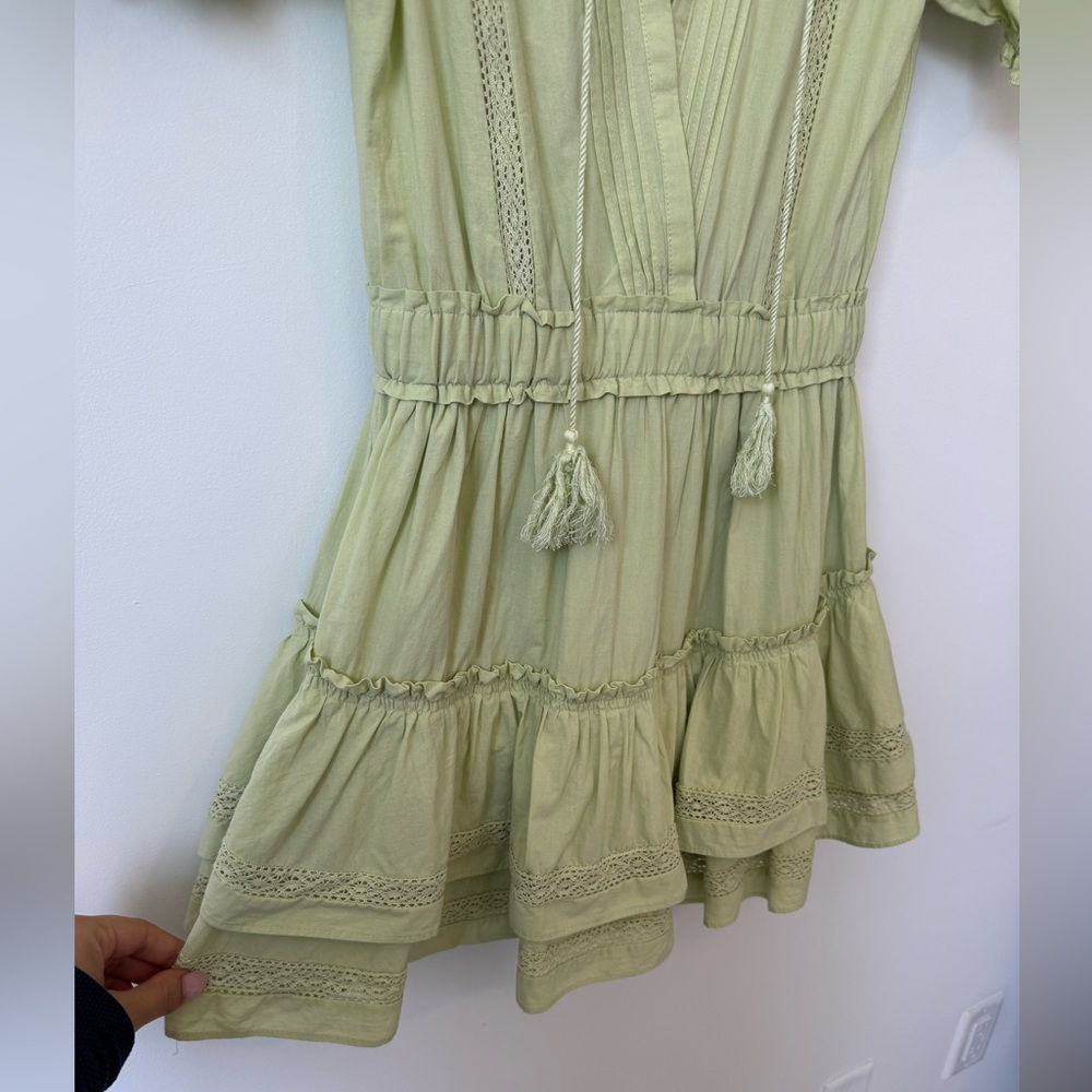 Mable Mini Dress in Light Green - Ruffle Style - Size S - Picture 6 of 11